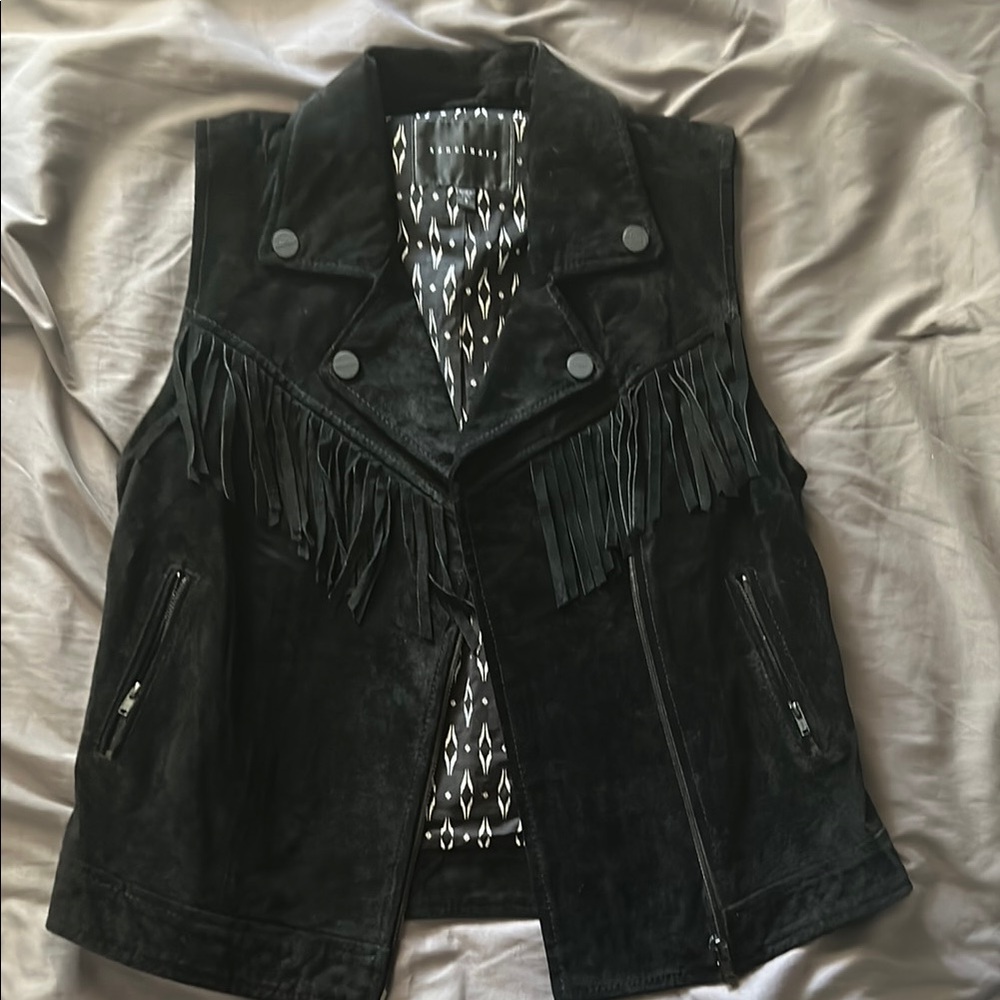 Sanctuary leather fringe vest